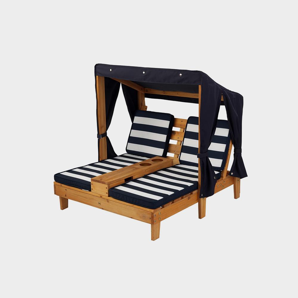 صالة تشيس مزدوجة خشبية خارجية من كيد كرافت مع حاملات أكواب، وأثاث فناء للأطفال - تصویر 2